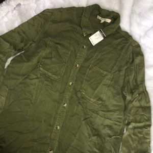 Olive Green Long Sleeve Button Up Shirt